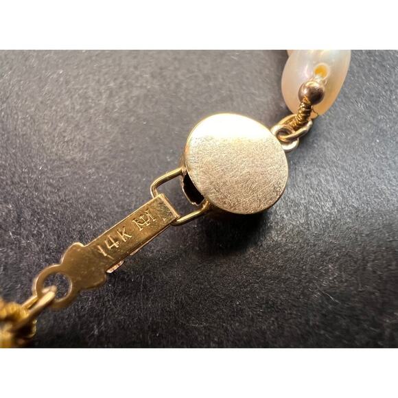Vintage 14k gold freshwater pearl bracelet - Picture 2 of 14